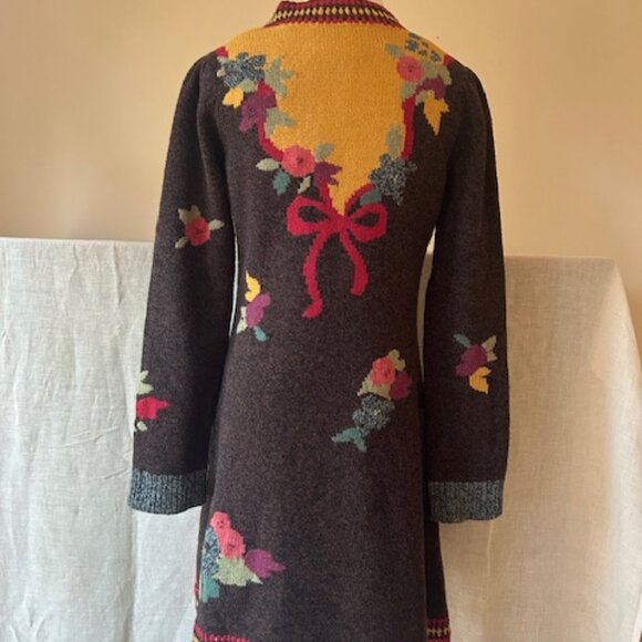 Vintage Sparrow Anthropologie Lambswool "Yellow Brick Road" Duster Cardigan - Picture 11 of 14